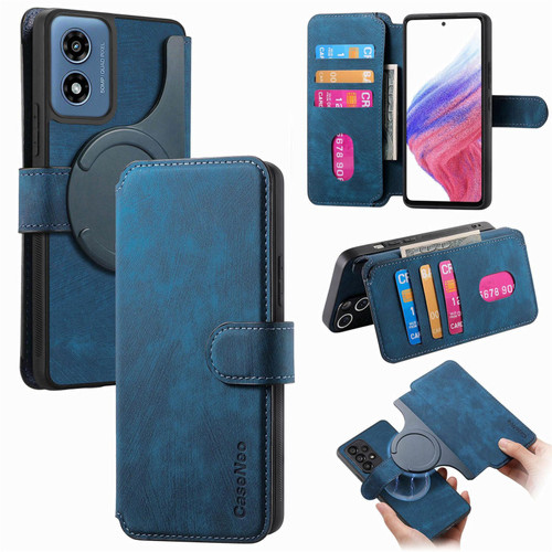 Moto G Play 2024 CaseNeo MagSafe RFID Anti-theft Retro Leather Phone Case - Blue